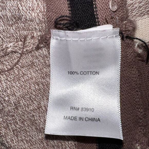 Striped Cotton Knit Open Front Cardigan Size XL Petite St John’s Bay Taupe Black - Picture 11 of 13